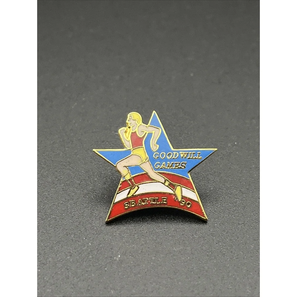 1990 Seattle Goodwill Games Track & Field Running Event Lapel Hat Pin‎